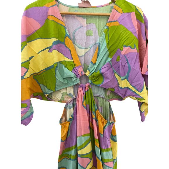 Show Me Your MuMu Dana Cutout Retro Multicolored Maxi Dress Size Medium - Picture 8 of 12